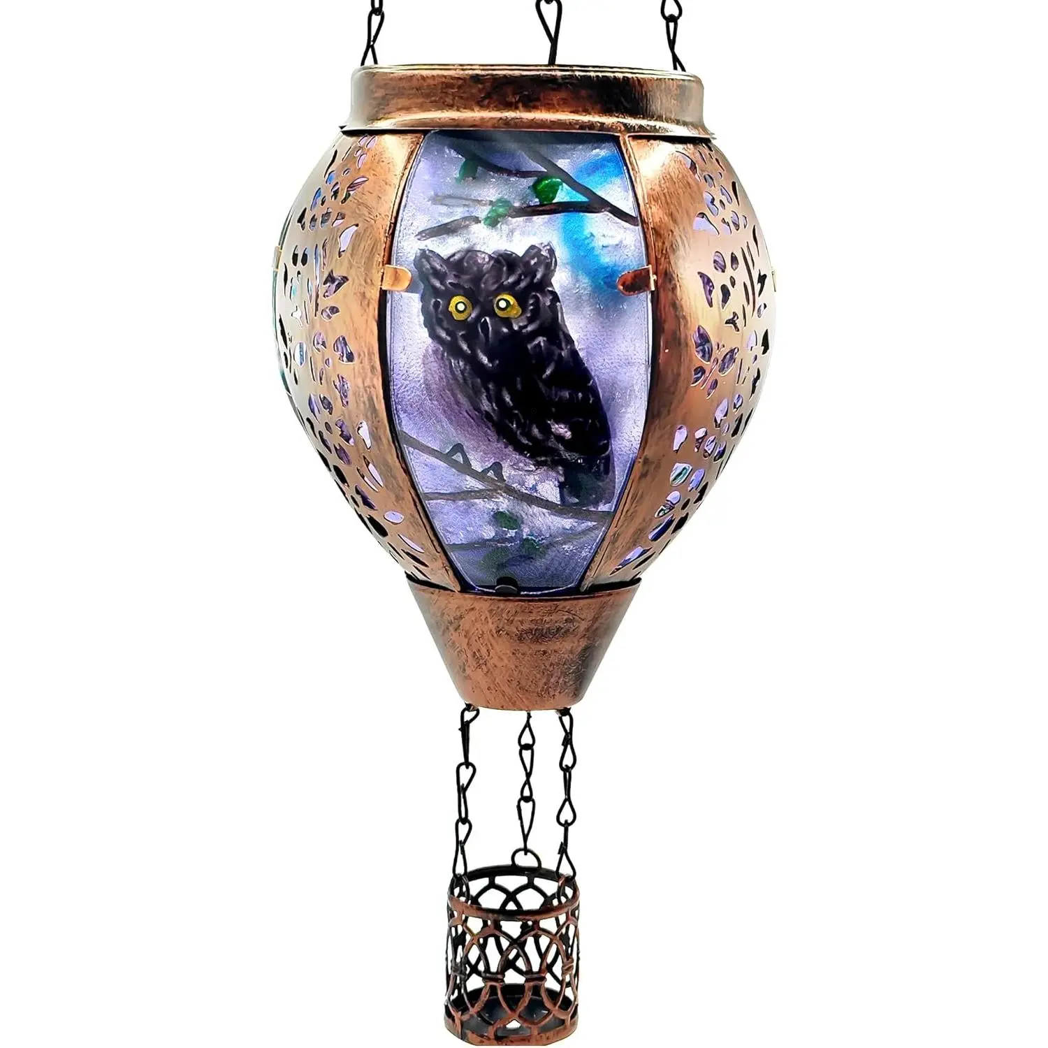 Solar Hot Air Balloon Lantern Warm White Light, Solar Hot Air Balloon  Lantern, Suitable for Garden Farmhouse Decoration (Twilight Owl)