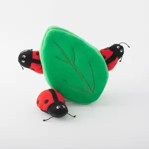 Burrow Ladybug in Leaf Interactive Dog Toy - 4 Pc