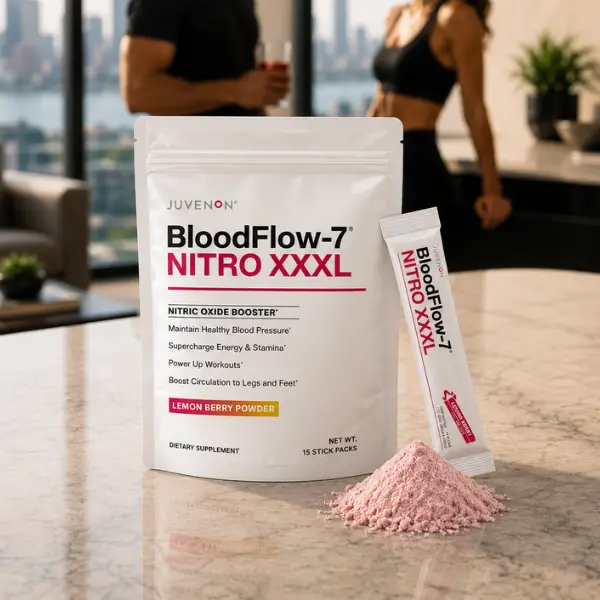 BloodFlow-7 Nitro XXXL Drink Mix Travel Sticks – Dietary/Fitness Supplement - 3X Strength Nitric Oxide for On-The-Go Blood Flow & Daily Vitality - Dissolvable Travel Stick