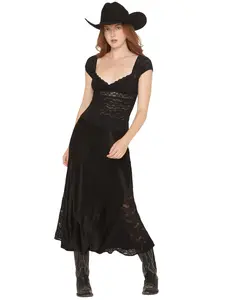 Idyllwind Women's Rita Satin And Lace Midi Skirt - Iwho25s1-Blk