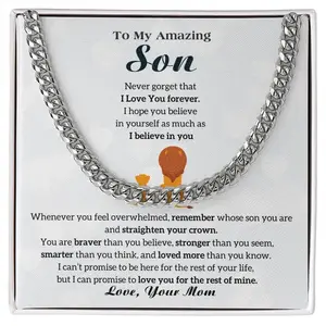 To My Son Boy Gift Stainless Steel Men Cuban Chain Necklace From Mother Mom Mum Birthday 2025 New Fashion Jewelry Gifts