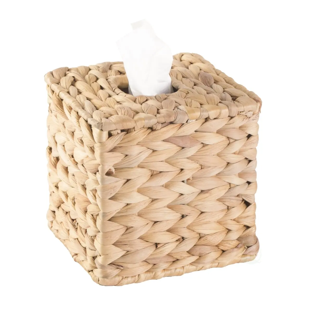 Vintiquewise Square Water Hyacinth Wicker Tissue Box Cover - Thick Weave, 6" Cube Size, 6w x 6d x 6h in, 0.77 lb Durable Design, Woven Look, Bathroom Decoration Accessories for Bathroom, Office Use