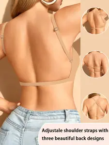 Women's Adjustable Wireless Bra Set - 3 Straps, Detachable Pads, No Underwire, Invisible Backless Design, Comfortable, Stylish and Elegant Fit Underwear