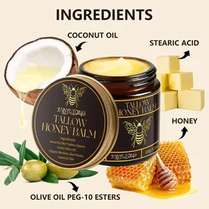 120g Organic Grass-Fed Beef Tallow Balm with Raw Honey, Handmade All-Natural Intensive Nourishing Moisturizing Lightweight Moisturizer for Soft, Smooth & Radiant Skin – Suitable for Dry & Sensitive Skin, Unisex Skincare, Body Care, Natural Moisturizing