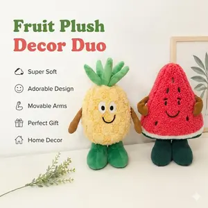 Cute Pineapple Watermelon Design Stuffed Toy, Soft Stuffed, House Decor, Home Essentials