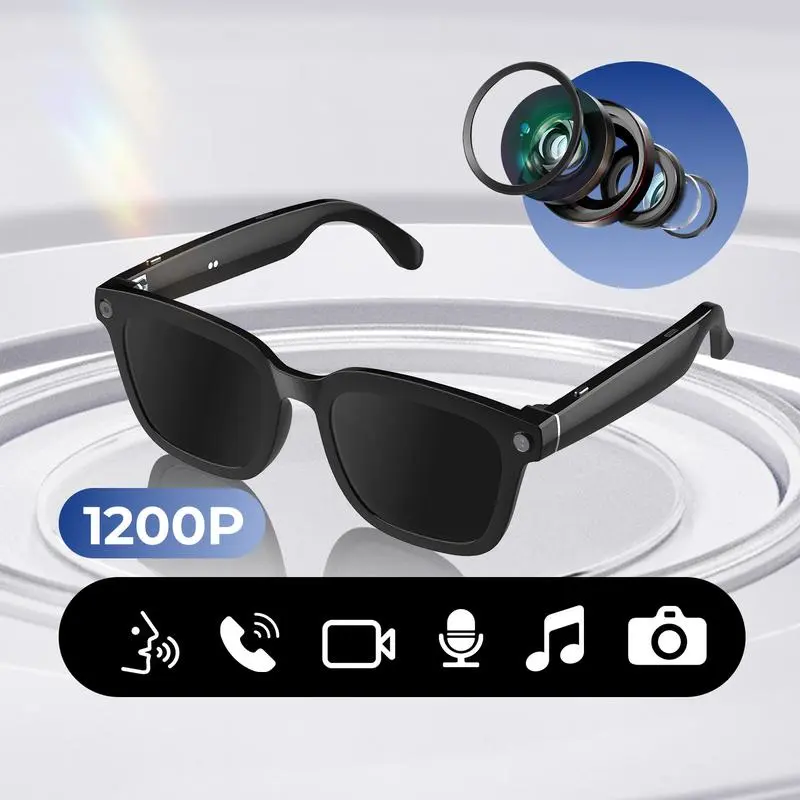 Smart Glasses Camera, 800W camera+1080p video recording, image recognition, language translation, image optimization, dual-mode transmission (Bluetooth+WIFI dual input), capturing moments, Wearable Smart Glasses, Multifunctional Smart Glasses