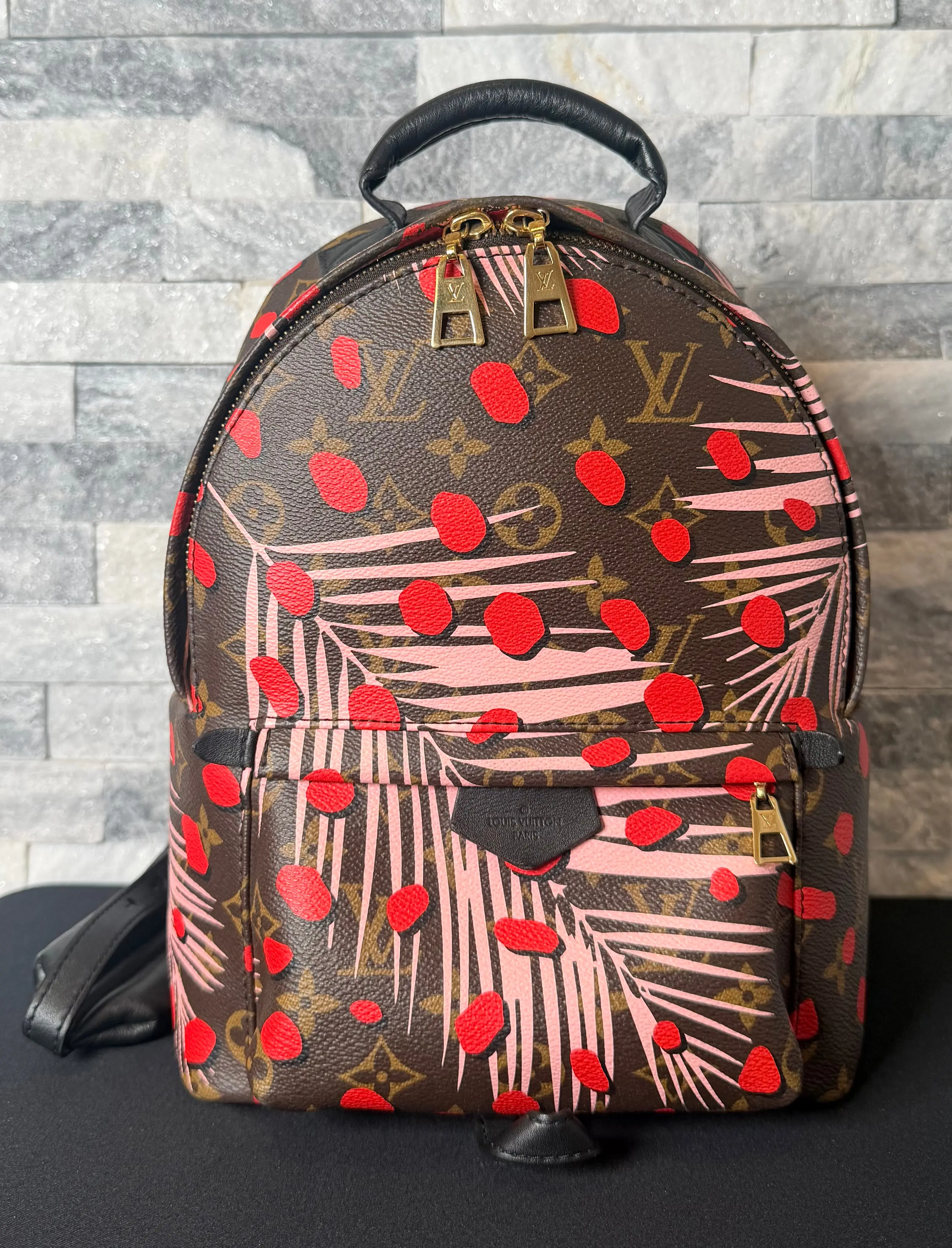 Pre-owned Louis Vuitton leather Backpacks Palm Springs Backpack PM – Monogram Jungle Dots (Red Dots) LX831