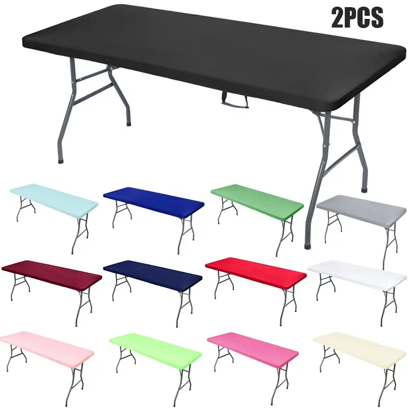 2-Pack Spandex Rectangular Fitted Tablecloth, Elastic Picnic Table Covers with Stretch Fabric, Durable Washable Table Cloths for Dinner, Outdoor Parties and Festive Occasions