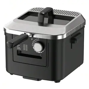 4L Electric Deep Fryer, Matte Black,  Stainless Lid, 1800W