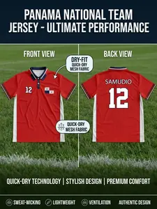 2026 Panama National Team Soccer Jersey, Breathable Mesh Football T-Shirt, Quick-Dry Moisture-Wicking, Advanced Technical Knit Support Gear