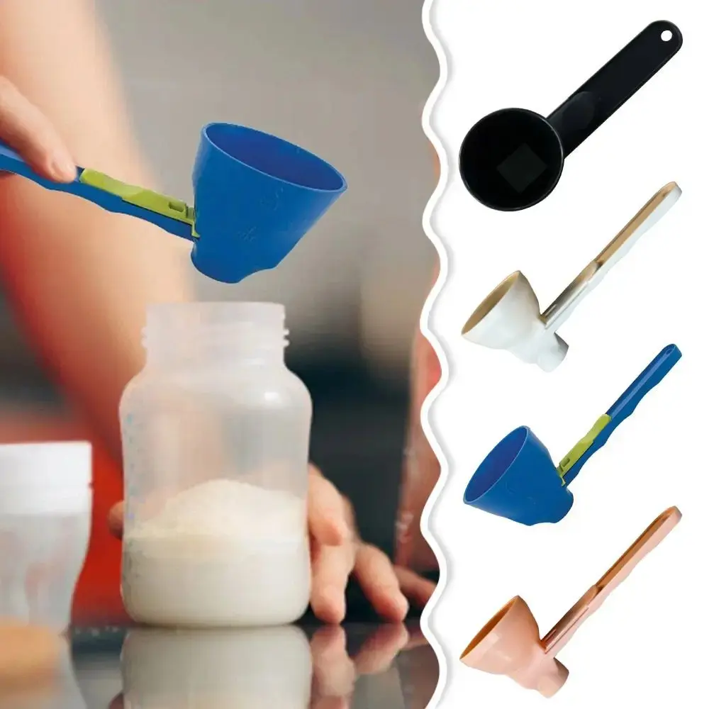 Buy 1 Get 2 Free | Protein Powder Funnel-Mini with Sliding Scoop and Container — High-Quality Funnel for Pre-Workout Creatine Powder, Coffee/Milk/Smoothie/Chocolate Powder, BPA-Free Plastic Kitchen Utensil
