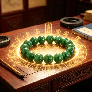 Qinghua Protective Vitality Bracelet - Green Wood Element Taoist Deity of Compassion for Renewal Resilience and Harmony