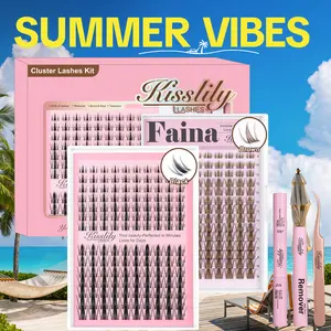 Natural Fairy| Kisslily Lashes Manga Spikey Lashes Cluster C Curl 168Pcs Ultra-Thin Invisible Band Individual Lash Clusters False Eyelashes Extension Wet Look Beginner Friendly Bond Seal Remover Makeup 8-18mm #Summervibes summervibe