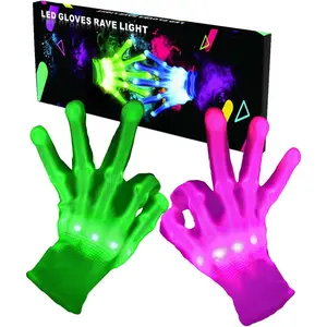 12 Colors LED Gloves, Light Up Gloves for Boys Girls Teens and Adults, Halloween Christmas Stocking Stuffers, Glow Party Accessories, Dance Performances, Night Events and Fun Gift Ideas