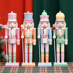 30CM Macaron Nutcracker Doll| Christmas Gift| European Living Room Furnishings and Decorations| Cute Wooden Decorations| Christmas Tree Pendant