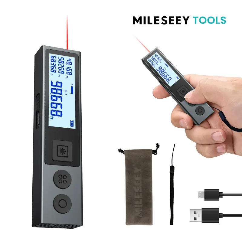 Mileseey M120Pro Laser Measure, Laser Tape with 98ft Range, USB Charging, Supports m/in/ft Unit Switching, Pythagorean Mode, Measures Distance, Area,