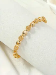 Vintage Luxury 24k Golden Plated Copper Filigree Clasp Bracelet for Women, Elegant Link Chain Bracelet, Fashion Accessories for Weddings, Banquets, Elegant Jewelry Bracelet, Pretty Bracelet