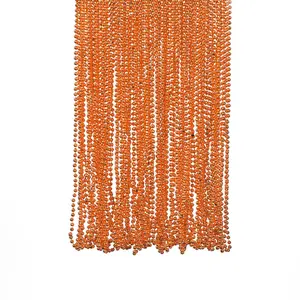 33" Bulk 48 Pc. Orange Metallic Bead Plastic Breakaway Necklaces