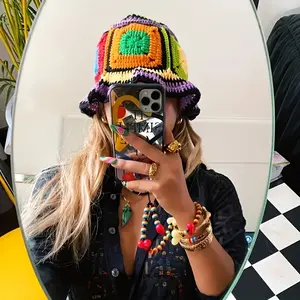Elevate Your Summer Look with This Elegant Women's Color Block Crochet Bucket Hat
