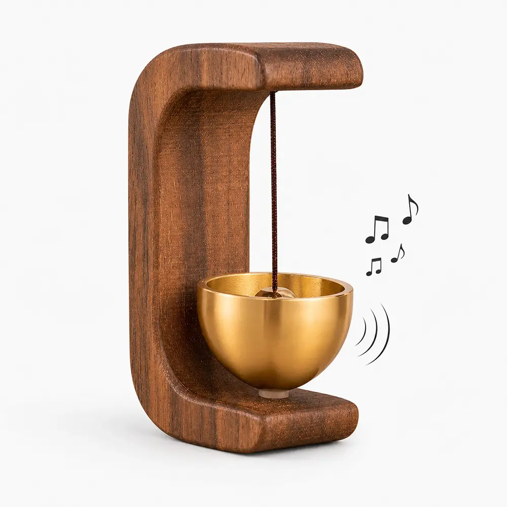 Magnetic Wooden Doorbell - Solid Brass Chime Alert - Crisp Welcoming Sound For Beautiful Entryways