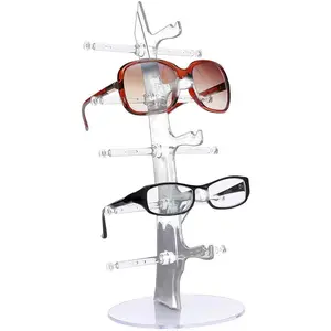 Anetiry 2-Pack Lightweight Acrylic Sunglasses Rack, Eyeglasses Display Stand Holder Organizer for 5 Glasses, Home Organizer Jewelry Eyewear Storage