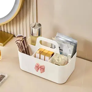 Desktop Cosmetic Organiser, Pen and Desk Organiser, Split Marker Organiser with Handle Bracket Portable Utility Fixed Container