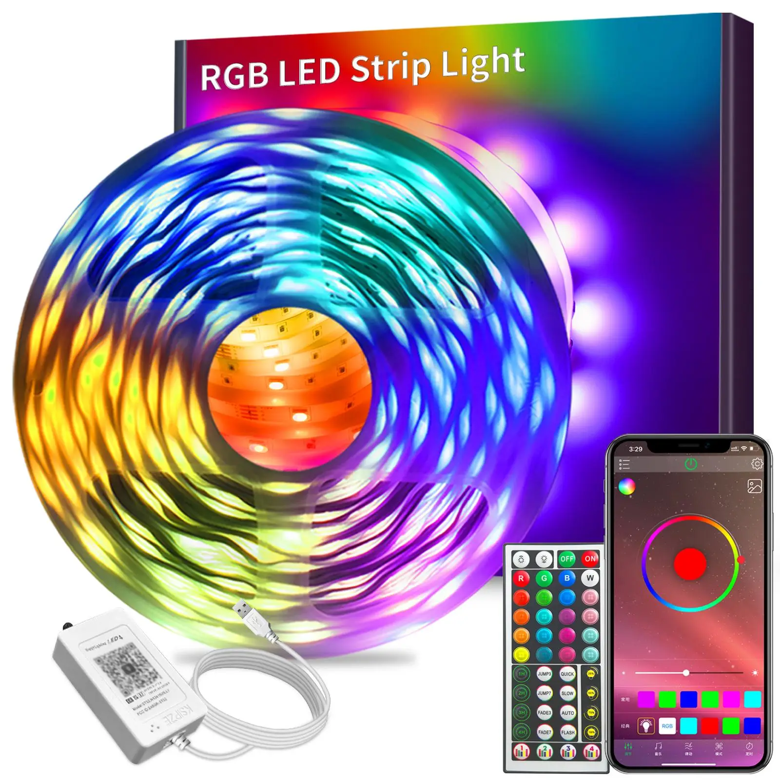 Colorful USB LED Strip Light, 1 Box Music Sync LED Lights with BT APP & Remote Control, Colorful Ambient Light Gadgets for The Home & TV Wall Decor