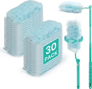 360° Heavy Duty Duster Kit with Extension Handle and 30 Count Static Duster Refills for Cleaning Electronics, Furniture, Blinds, Ceiling Fans
