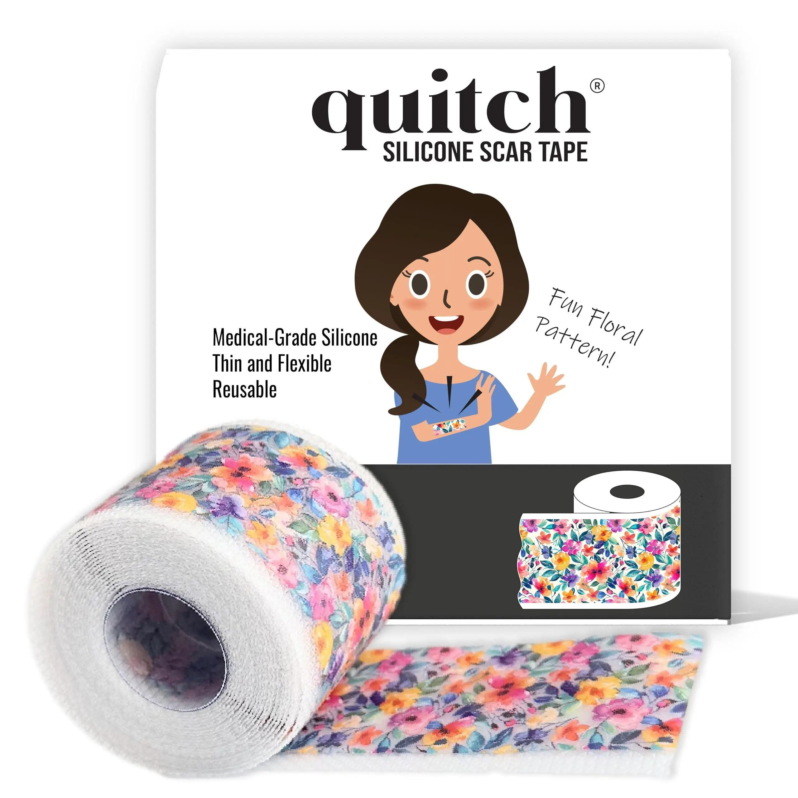 Quitch Silicone Scar Sheets for Surgical Scars, Silicone Scar Tape, C Section Recovery Must Haves, Scar Away Silicone, Tummy Tuck Recovery Must Haves, Postpartum Essentials Scar Treatment