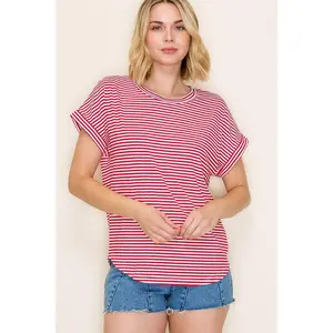 Julia Round Neck Tee in Red