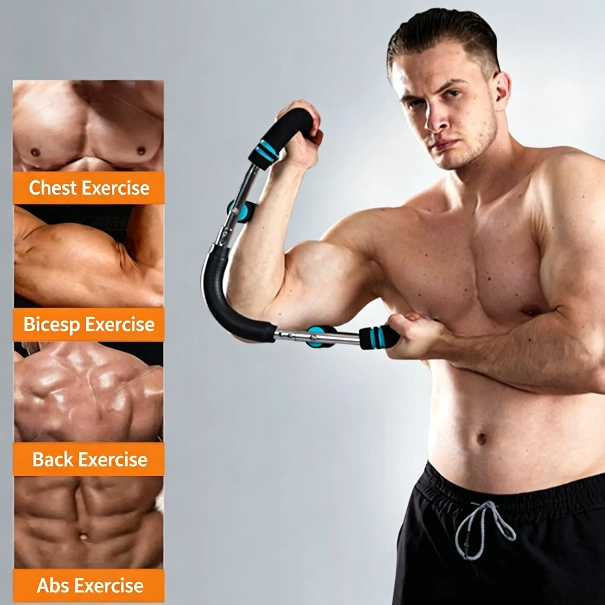 Adjustable Power Twister Bar - High-Strength Steel Frame Upper Body Trainer for Fitness Enthusiasts, Ergonomic Textured Handles, Home Gym Equipment for Chest Exercise, Upperbody Workout, Muscle Strength Boost