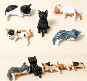 Set of 5 Mini Cat Resin Figurines - Multi-Pose Cute Cartoon Kitty Desk Decor, Perfect Office & Cubicle Companions for Cat Lovers