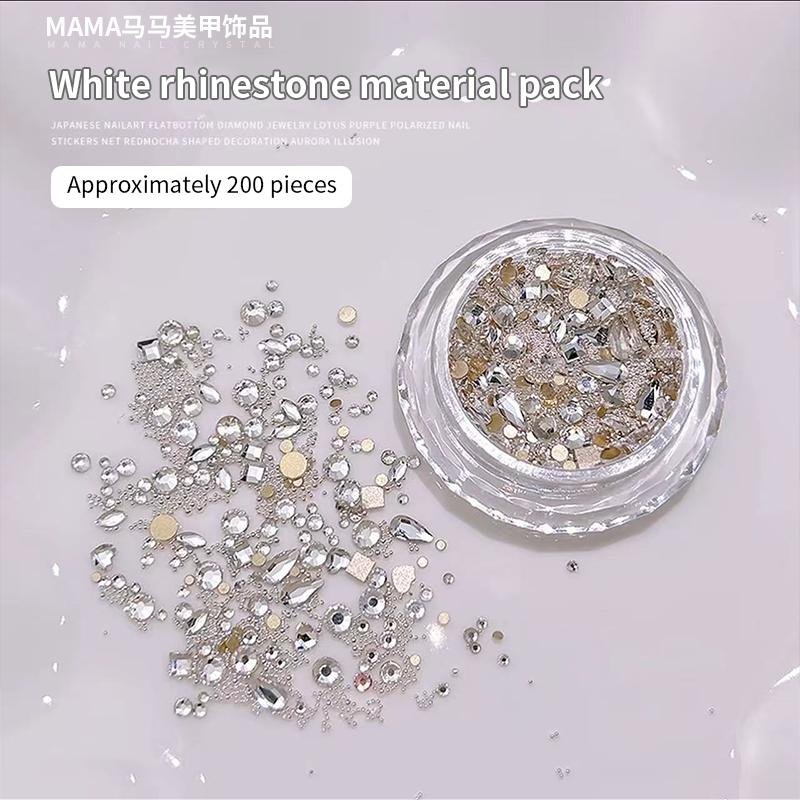 Mini Rhinestones + Small Silver Beads Mix Set, Sparkle Nail Charms for DIY Manicure & Nail Art – Spring Nails 2026 Trend