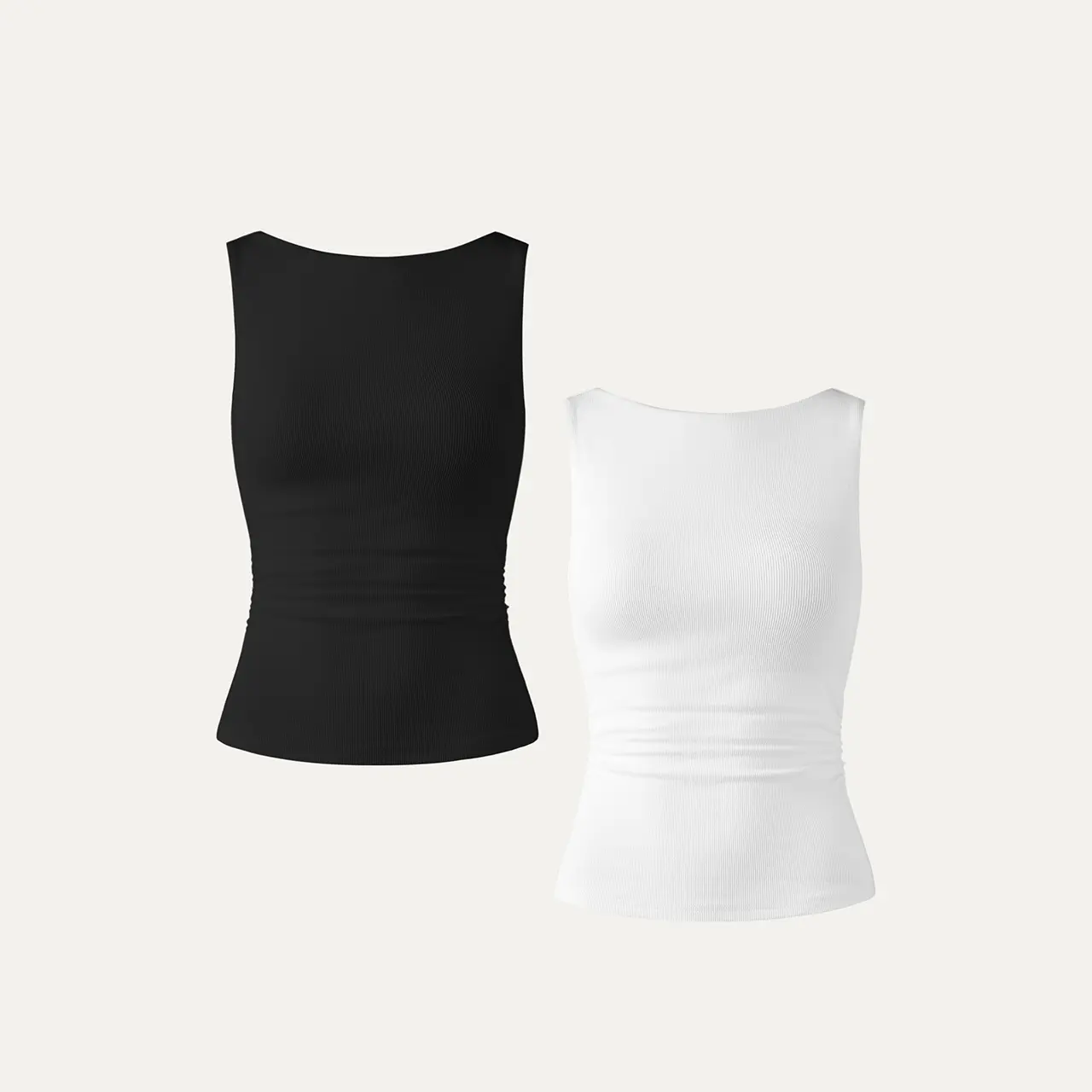 OGL Plantive Boatneck Open-Back Brami Tank Top with Built-In bra