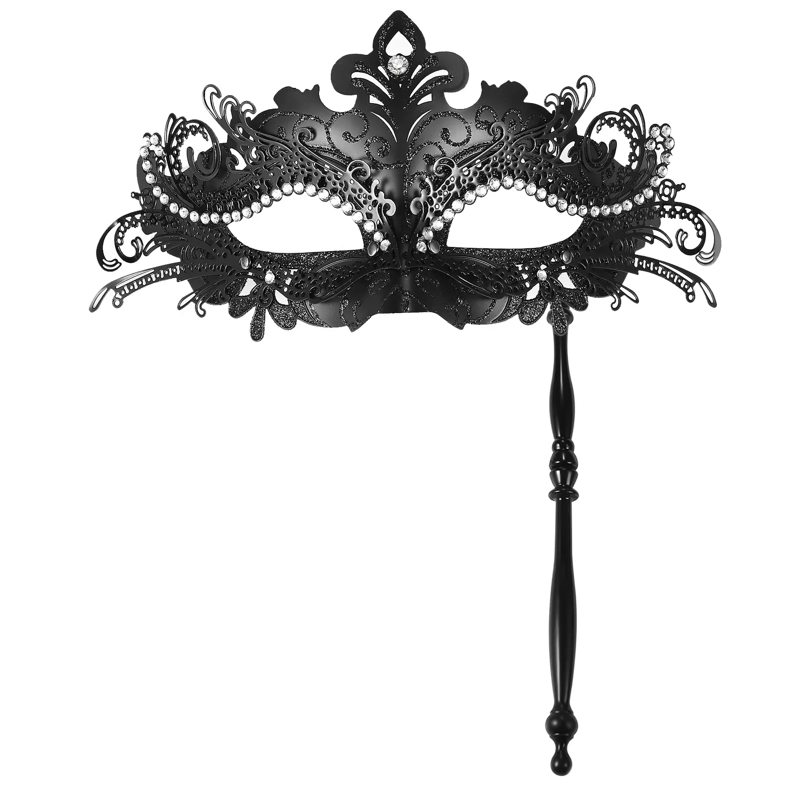 OIDEA Women's Stainless Steel Venetian Masquerade Mask with Stick - Rhinestone Hollow, Comfortable, Lightweight Stylish Accessory for Halloween, Wedding Parties | Luxurious Fashion Face Covering, Party Supplies, Stylish Accessories summerwins