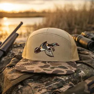 Wood Duck Hunting Hat, 7 Panel Camo Snapback Trucker Cap, Vintage Outdoor Hunter Hat Adjustable, Gift for Men Women