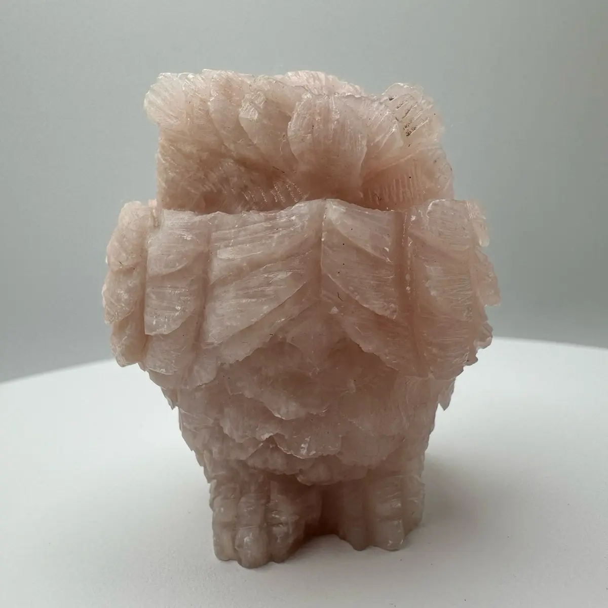 Pink Opal Owl (Closing Eyes) - Natural crystal - Healing, Rejuvenate Body and Mind, Dissipating Stress crystal decor