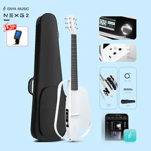 【Music, Evolved.】Enya NEXG 2/NEXG 2 Basic Acoustic-Electric Guitar Carbon Fiber Travel Smart Audio Guitar with 50W Wireless Speaker, Wireless Microphone, Hi-Fi Monitor Earphones, Footswitch, Charging Stand, and Gigbag
