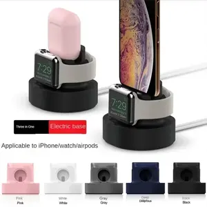 2025 New Upgraded 2-in-1 Silicone Stand for Apple Watch iphone  for Airpods Charging Base for iwatch Night Dock