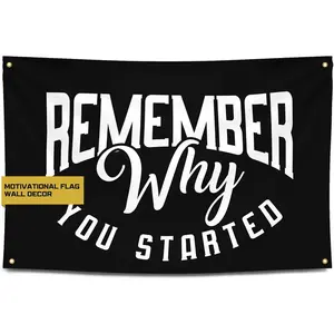 60in x 40in Gold Trident Remember Why You Started Motivational Gym Banner - Inspire Your Workout with this Banner - Perfect Fitness Wall Decor for Gym, Dorm - Stay Motivated with Cool Motivation Art -
