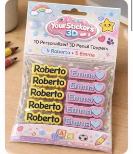 Custom 3D Pencil Topper with Name for Kids, Pack of 10