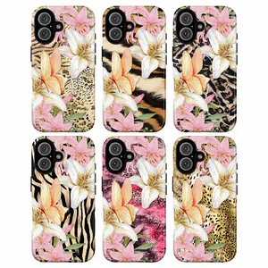 Floral Leopard Phone Case – Tropical Lily Flower & Animal Print Aesthetic Cover for iPhone 11–17 Pro Max & Galaxy S21–S26, Zebra Tiger Cheetah Pattern, Bold Jungle Style, Cute Coquette Y2K Design, Trendy Gift for Her Women Girls