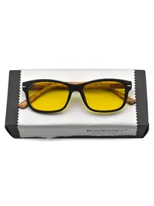 ReeXunky 1pcs Night Vision Computer Glasses For Men - Stylish Fashion Square Classic Frame Vintage Glasses, Spring Hinge, Gaming Glasses, Eyeglass Cloth Included, Perfect for Daily Wear Or Gifting, Everyday Eyewear, Office Workers Glasses