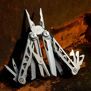 18-in-1 Stainless Steel EDC Multitool Pliers - 9 Screwdriver Bits, Long Knife, Large Scissors, Replaceable Wire Cutters, Lightweight Butterfly Opening Survival Gear for Camping, DIY Gifts, Outdoor Multifunctional Tools, Stainless Steel Tools