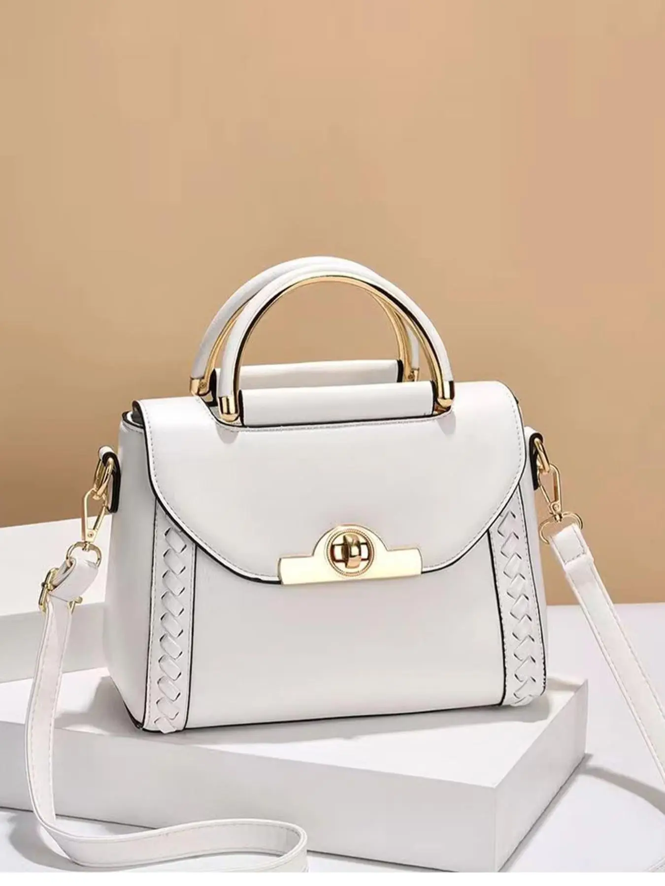 Women's Elegant Plain Pu Leather Handbag, Classic Single Shoulder Handbag, Fashionable Handbag, Suitable for Women, Newcomers and White-collar Workers