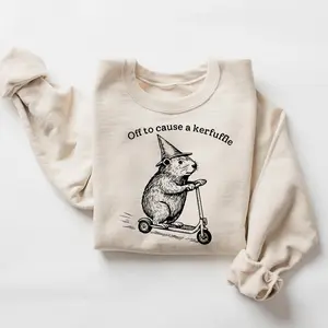 Off To Cause A #Kerfuffle Unisex Sweatshirt, Funny Groundhog Scooter Jumper, Mental #Health Humor Crewneck, Gag Fun, Gift Idea, Perfect Humorous