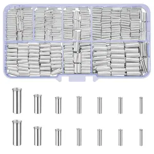 650 Pcs 7 Sizes Wire Ferrules Kit, Tinned Copper Crimp Connectors, 22-18 AWG 16-14 AWG 12-10 AWG Non Insulated Electrical Cable Pin Cord End Terminals, Wire Copper Crimp Fitting Ferrules