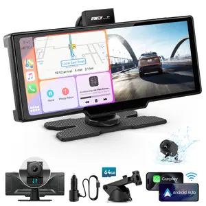 IIWEY iK7 10 Inch Portable Car Stereo with 4K Dash Cam & 1080P Backup Camera – Wireless Apple CarPlay, Android Auto, 64GB Storage, GPS Navigation, Voice Control, Music Play, Mirror Link, Free Memory Card Included