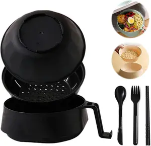Ramen Bowl Set, Ramen Cooker 33 oz, Ramen Bowls with Chopsticks and Spoon, Microwave Pasta Cooker, College Dorm Essentials for Girls Guys (Black)