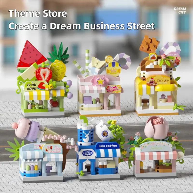 Compatible with Lego, Internet Celebrity Street Scene Commercial Street Building Blocks, Children's Assembly Toys, Micro Particles, School Gifts